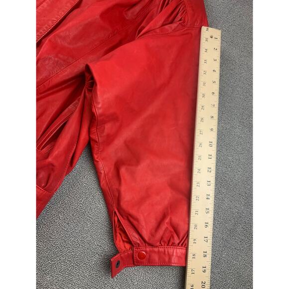 Vintage Gino Di Giorgio Women Medium Red Leather Jacket - Picture 7 of 9
